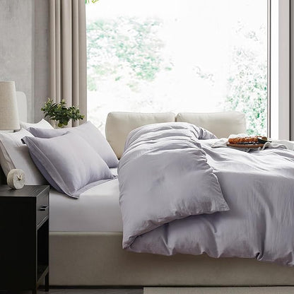 Nestl Grey Lavender Duvet Cover King Size - Soft Prewashed King Duvet Cover Set, 3 Piece, with Zipper Closure, 1 Duvet Cover 104x90 inches and 2 Pillow Shams