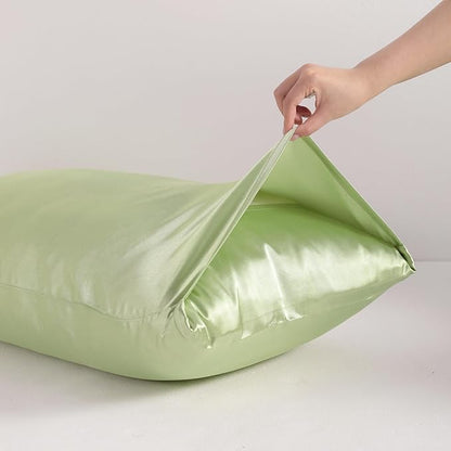 NTBAY 12 Pack Satin Standard Pillowcases for Hair and Skin, Luxurious and Silky Pillow Cases with Envelope Closure, 20 x 26 Inches, Sage Green