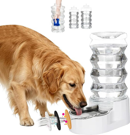 RIZZARI 8L Gravity Dog Water Dispenser: Stainless Steel Bowl Anti-Splash | Wide Mouth Easy Cleaning/ Dishwasher Safe/No Electricity Needed/ Filtered Fresh Water / Multi-Pet Homes