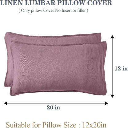 Simple&Opulence 100% Linen Lumbar Pillow Cover 12 x 20 Inches Set of 2 Rectangular Decorative Throw Cushion Cover for Couch Sofa Bed Living Room Office Soft Breathable Farmhouse - Purple
