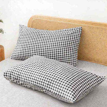 ETDIFFE Black Gingham Comforter Set Queen Size, 3 Piece Boho Grid Bedding Set - Soft and Lightweight Buffalo Checkered Plaid Microfiber Down Alternative Bed Comforter (90x90)
