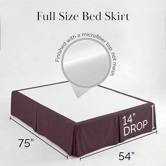 Southshore Fine Living, Inc. Full Bed Skirt - 14" Drop, Luxury Pleated Bed Skirts, Full Bedding Dust Ruffle, Full Size Bed Skirting, Purple