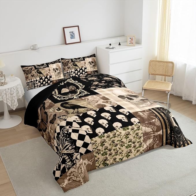 Fall Rustic Comforter Set Queen Size,Autumn Harvest Theme Bedding Sets for Kids Women Men Adult Room Decor,Countryside Farmhouse Quilt Set Vintage Oil Painting Art Duvet Insert,2 Pillowcases