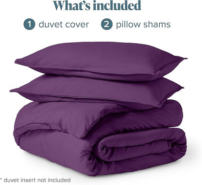 Bare Home Bedding Duvet Cover Queen Size - Premium 1800 Super Soft Collection - Lightweight, Cooling Duvet Cover - Soft Breathable Bedding (Queen, Plum)