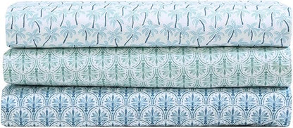 Tommy Bahama - King Sheet Set, Super Soft Cotton Percale Bedding with Matching Shams, Tropical Bedding Set, Oeko-Tex Certified (Palmtastic Blue, King)