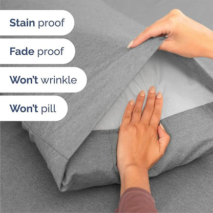 Queen 6 Piece Sheet Set - Comfy Breathable & Cooling - Soft Hotel Luxury Bedding Set with 8-16 Inch Deep Pockets - 1 Flat & 1 Fitted Sheet & 4 Pillowcases - Wrinkle Free & Easy Care - Heathered Grey