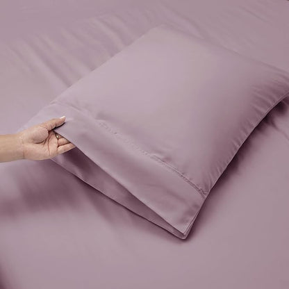 Nestl King Size Sheet Set, 4 Piece Extra Deep Pocket (18-24 inches), Microfiber, Hotel Luxury, Soft, Breathable, Wrinkle-Free, Easy to Care, Dusty Purple