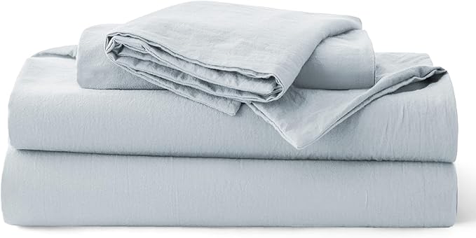 Bedsure 100% Washed Cotton Duvet Cover Full Size - Pastel Blue Minimalist Bedding Set Linen Like - PureWoven Plain Simple & Soft Comforter Cover for All Seasons (Pastel Blue, Full, 80"x90")