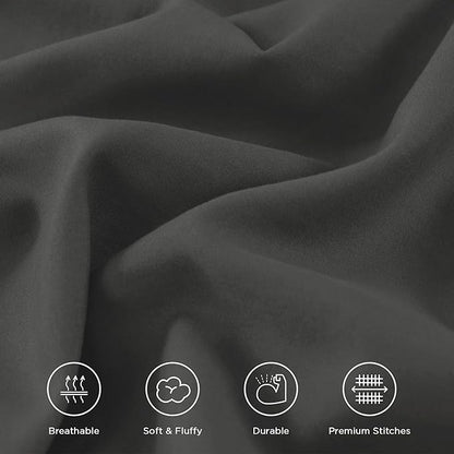 Andency Dark Grey Twin Size Comforter Set(66x90Inch), 2 Pieces(1 Ruffle Comforter and 1 Pillowcase) Lightweight Fluffy Bedding Comforter Sets, All Season Soft Polyester Bedding Set