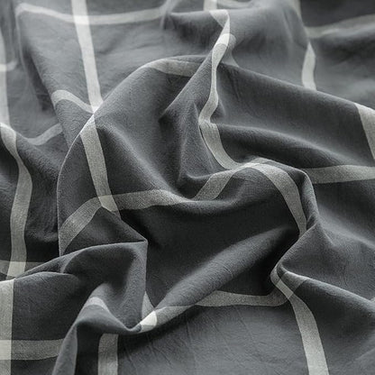 FACE TWO FACE Bedding Duvet Cover Set100% Washed Cotton Duvet Cover Linen Like Textured Breathable Durable Soft Comfy (King, Light Gray)