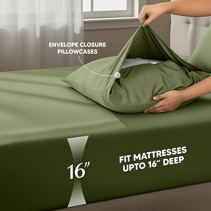 Utopia Bedding Twin Bed Sheets Set - 3 Piece Bedding - Brushed Microfiber - Shrinkage and Fade Resistant - Easy Care (Twin, Olive)