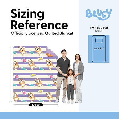 Northwest Bluey Bingo Candy Land Quilted Throw Blanket – Official Cartoon Throw Blanket Featuring Bluey, for Adults Boys Girls Bed, Couch, or Playroom, 60 x 80 Inches