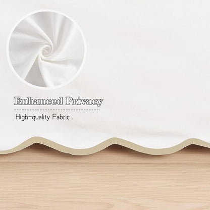 HIG Off-White Chic Twin XL Bed Skirt - Easy Fit Scallop Edge Pleated Bedskirts, 14 Inch Drop Anti-Slip Dust Ruffle, Thick Fabric for Enhanced Privacy, Pre-Washed for Long-Lasting Use(N60022)