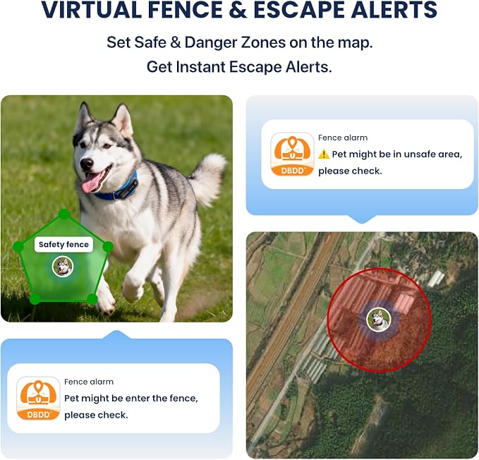 AI GPS Dog Tracker, Virtual Fence & AI Health Monitor, Waterproof