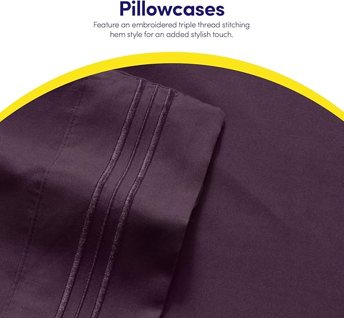 1500 Supreme Collection Bed Sheet Set - Extra Soft, Elastic Corner Straps, Deep Pockets, Wrinkle & Fade Resistant Hypoallergenic Sheets Set, Luxury Hotel Bedding, Queen, Purple