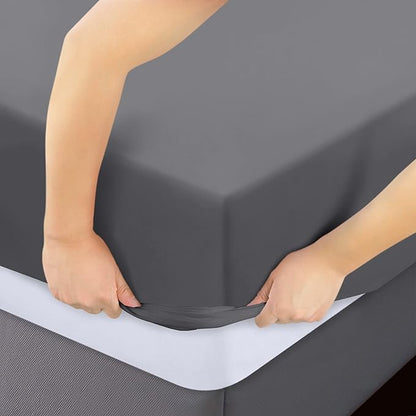 Utopia Bedding Fitted Sheet - Pack of 2 Bottom Sheets - Soft Brushed Microfiber - Deep Pockets, Shrinkage & Fade Resistant - Easy Care (Full, Grey)