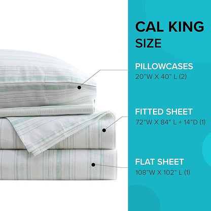 Comfort Spaces 100% Cotton Sheet Set Breathable, Lightweight, Soft with 14" Elastic Pocket Fits up to 16" Mattress, All Season Cozy Bedding, Matching Pillow Case, Cal King Good Vibes 4 Piece