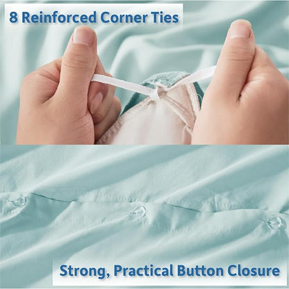 Nestl Light Blue Duvet Cover Full Size - Soft Double Brushed Full Size Duvet Cover Set, 3 Piece, with Button Closure, 1 Duvet Cover 80x90 inches and 2 Pillow Shams
