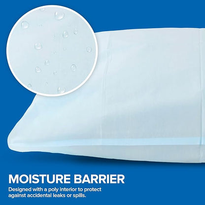 Stock Your Home (400 Count) Disposable Pillow Case Covers, Tissue/Poly 21" x 30" Standard Size, Single-Use Pillowcases with Moisture Barrier in Blue