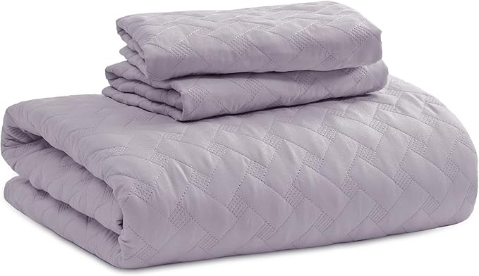 Bedsure Quilts King Size - Lightweight Bedspreads King Size with Basket Weave Pattern, Soft Quilt Bedding Set, Purple Comforter Set Coverlet for All Seasons with 2 Pillow Shams (106" x 96") | Skin-Friendly Soft, All-Season Comfort, Breathable, Lightwei...