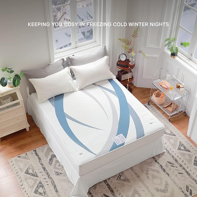 Gotcozy Heated Mattress Pad Califonia King Size Dual Control - Electric Mattress Pad Fit up to 15‘’ with 6 Heat Setting & 10 Hour Auto Off ETL Certified Machine Washable(Blue)