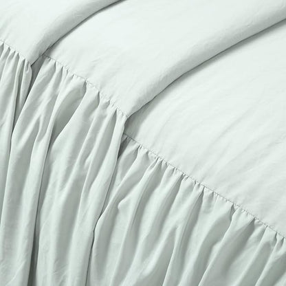 Lush Decor Ruffle Skirt Bedspread Set - 3-Piece Luxurious Farmhouse Bedding - Elegant Ruffle Detail - Timeless Style - Soft Lightweight Sheets - Queen, Sea Salt