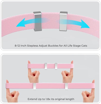 Tag Cat Collar, Ultra Elastic Cat Tracker Collar (Pink) | Compatible with Apple Air Tag Holder, Lightweight, Scratch Resistant, Stepless Adjustable Pet Tracking Collars for Cat Kitten