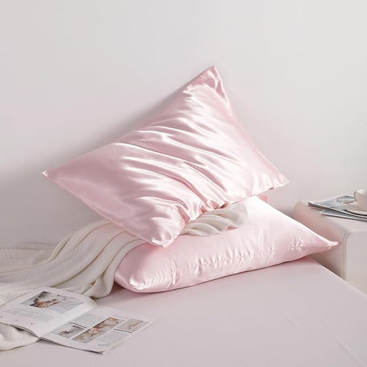 NTBAY 2 Pack Satin King Pillowcases for Hair and Skin, Luxurious and Silky Pillow Cases with Envelope Closure, 20x40 Inches, Light Pink