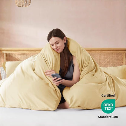 Nestl Twin Duvet Cover Set - Soft Double Brushed Camel Gold Duvet Cover Twin XL, 2 Piece, with Button Closure, 1 Duvet Cover 68x90 inches and 1 Pillow Sham