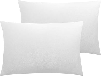 NTBAY Velvet Soft Solid Color Zipped Toddler Pillowcases, 2 Pack Cozy Luxury Zippered Plush Baby Travel Pillow Cases, 13x18 Inches, White