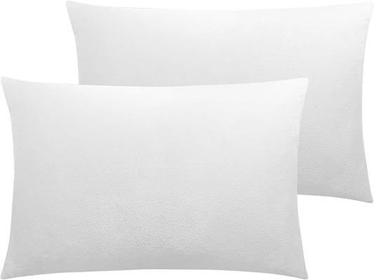 NTBAY Velvet Soft Solid Color Zipped Toddler Pillowcases, 2 Pack Cozy Luxury Zippered Plush Baby Travel Pillow Cases, 13x18 Inches, White