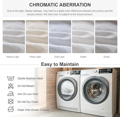 Simple&Opulence 100% Linen Duvet Cover Set, 3 PCS Natural French Flax White Ruffle Duvet Cover Queen Size, Breathable Comfy Linen Bedding Comforter Cover with 2 Pillowcases (White, 88" X 92")