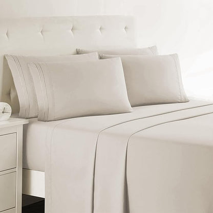 Clara Clark Twin XL Sheets - Hotel Luxury 5 Piece Bed Sheets for Twin XL Size Bed - Soft Bedding Sheets & Pillowcases, Fits Mattress up to 16 inch deep. Twin XL, Linen
