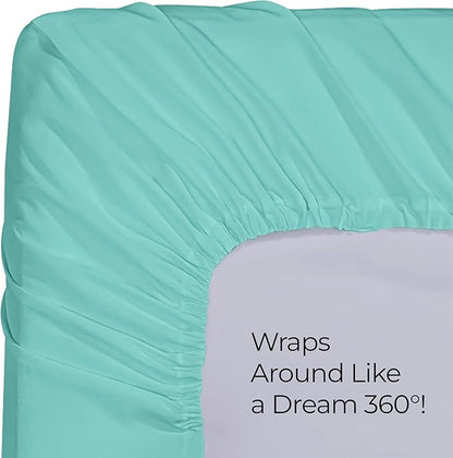 Utopia Bedding Twin Fitted Sheet - Bottom Sheet - Deep Pocket - Soft Microfiber - Shrinkage and Fade Resistant - Easy Care - 1 Fitted Sheet Only (Spa Blue)