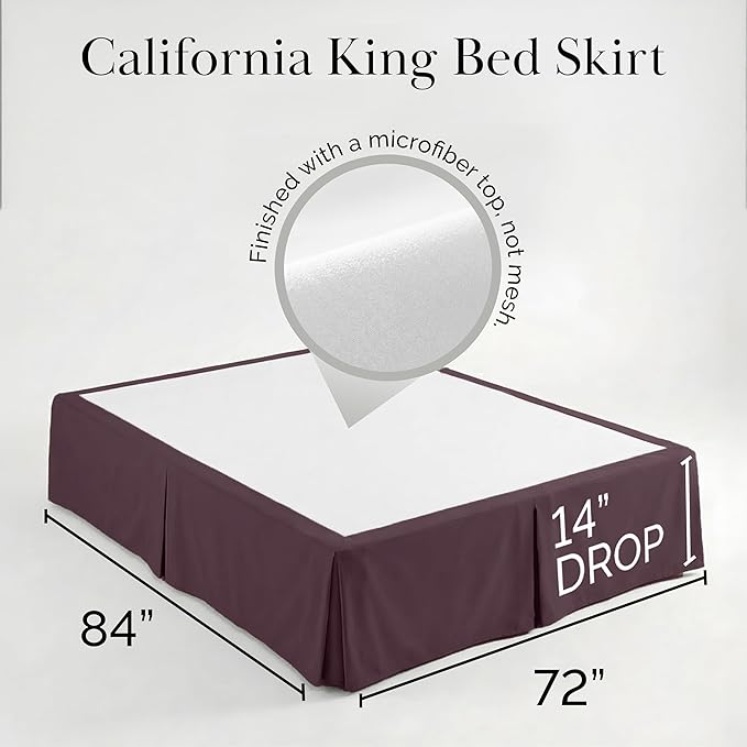 Southshore Fine Living, Inc. California King Bed Skirt - 14" Drop, Luxury Pleated Bed Skirts, California King Bedding Dust Ruffle, California King Size Bed Skirting, Purple