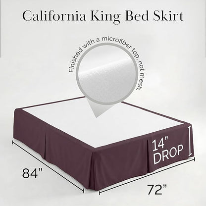 Southshore Fine Living, Inc. California King Bed Skirt - 14" Drop, Luxury Pleated Bed Skirts, California King Bedding Dust Ruffle, California King Size Bed Skirting, Purple