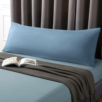 MILVOWOC 2Pcs Brushed Microfiber Body Pillowcases - 20 x 55 Inch, Slate Blue Pillow Case Set Non Slip Envelope Pillow Cover with Moisture Absorption and Anti-Wrinkle