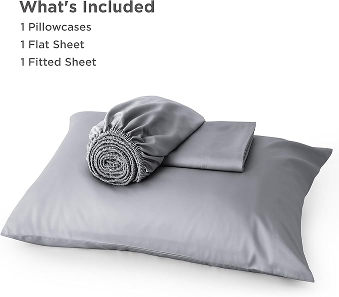 Bedsure Cooling Sheets Twin, Rayon Derived from Bamboo, PureWoven, Breathable & Soft, Deep Pocket Up to 16 Inches, Hotel Luxury Silky Bedding for Hot Sleepers, Silver Grey