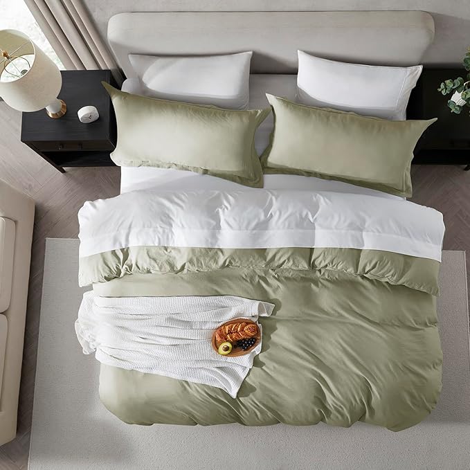 Nestl Twin Duvet Cover Set - Soft Prewashed Light Sage Duvet Cover Twin/Twin XL, 2 Piece, with Zipper Closure, 1 Duvet Cover 68x90 inches and 1 Pillow Sham