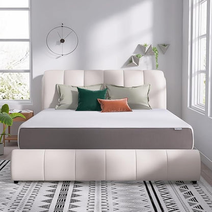 Amazon Basics Breathable Memory Foam Mattress, Medium Firm, 12 Inch, King, White/Grey, 80" L x 76" W