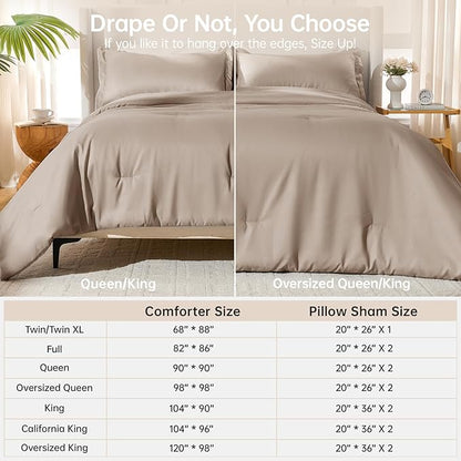 MUXHOMO King Size Comforter Set, All Season Ultra Soft Down Alternative Bedding - 3 Piece Lightweight Bed Set Includes 1 Comforter (104"x90") and 2 Pillow Shams (20"x36"), Dark Linen