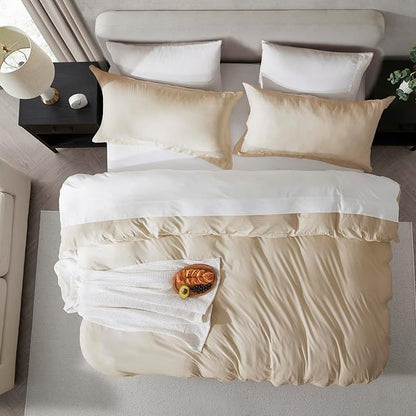 Nestl Twin Duvet Cover Set - Soft Prewashed Beige Cream Duvet Cover Twin/Twin XL, 2 Piece, with Zipper Closure, 1 Duvet Cover 68x90 inches and 1 Pillow Sham