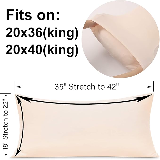 2-Pack Stretch Pillow Cases - Jersey Knit & Ultra Soft Envelope Closure Pillowcases T-Shirt Like Microfiber Blend - Suitable for 20x36/20x40 King Size Set of 2, Pink