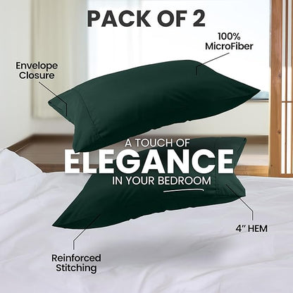 Utopia Bedding Queen Pillow Cases - 2 Pack - Envelope Closure - Soft Brushed Microfiber Fabric - Shrinkage and Fade Resistant Pillow Covers Queen Size 20 X 30 Inches (Queen, Emerald)