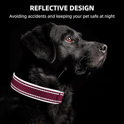 Upgrade Dog Collar with AirTag Holder, IP68 Waterproof, Watermelon red, S | Built-in Water Resistant AirTag holder, 1000D Nylon, Reflective Stitching for Night Visibility, Soft padding for Comfort