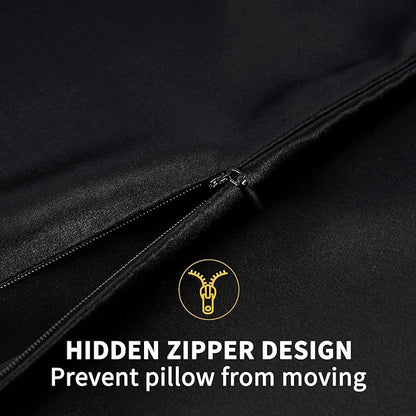 ZIMASILK 100% Pure Mulberry Silk Pillowcase for Hair and Skin Health,Soft and Smooth,Both Sides Premium Grade 6A Silk,600 Thread Count,with Hidden Zipper,1pc (Queen 20''x30'',Black)