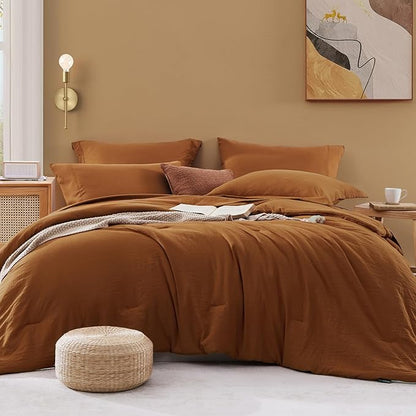 WRENSONGE Super King Plus Comforter Set- 7 Pieces Terracotta Bed in a Bag Super King Plus with Fitted Sheet, Flat Sheet, 2 Shams, and 2 Pillowcases- Warm Bedding Sets for All Season