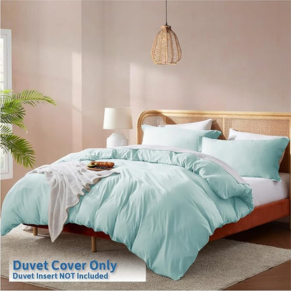 Nestl Twin Duvet Cover Set - Soft Double Brushed Light Blue Duvet Cover Twin/Twin XL, 2 Piece, with Button Closure, 1 Duvet Cover 68x90 inches and 1 Pillow Sham