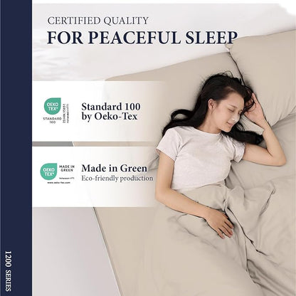 Ashton Sheets 100% Egyptian Cotton Queen Pillow Cases Set of 2 - Luxury 1200 Thread Count Pillow Cases Queen Size (Taupe), Soft, Cooling Hotel Collection Pillowcases, Fits Queen Standard Pillow