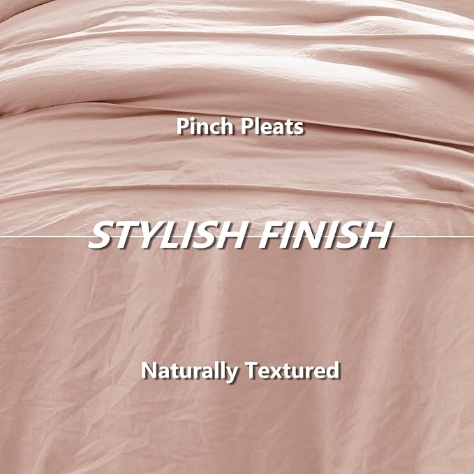 CozyLux Queen Comforter Set Pink, 7 Pieces Soft Pinch Pleat Bed in a Bag Queen Comforter Set with Sheets, Boho Bed Set with Down Alternative Comforter, Sheets, Pillowcases & Shams
